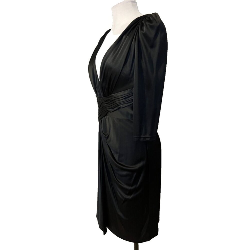 Marc Bouwer party Dress 6 V Neck Black Keyhole Back Sexy Silky Sheath $495 NWT - Picture 7 of 14